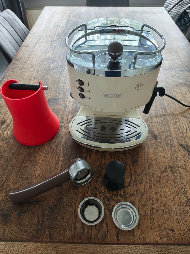 De'Longhi Icona Vintage Espressomachine - Wit, Witgoed en Apparatuur, Gebruikt, Espresso apparaat, Gemalen koffie, Ophalen of Verzenden