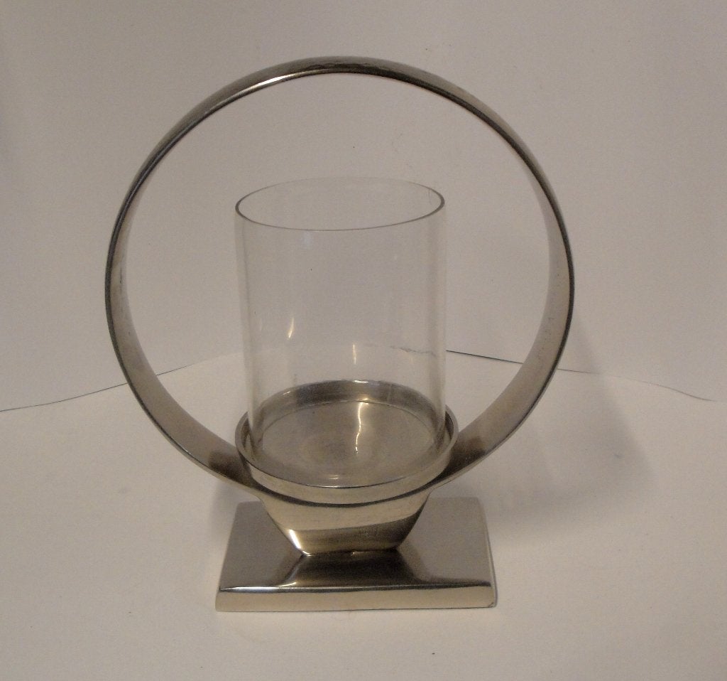 Windlicht nikkel circa 24 cm. hoog, Windlicht, Overige merken, Nieuw, Ophalen of Verzenden
