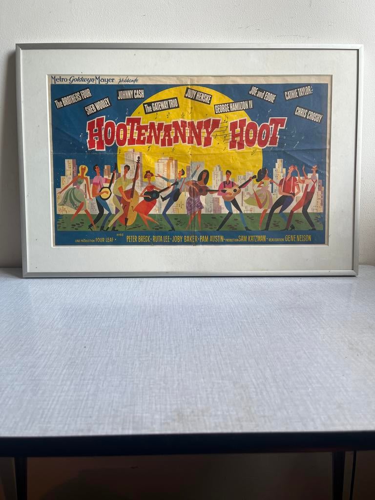 Antieke Film Poster: Hootenanny Hoot - Johnny Cash, Verzamelen, Posters, Gebruikt, Film en Tv, A1 t/m A3, Rechthoekig Liggend