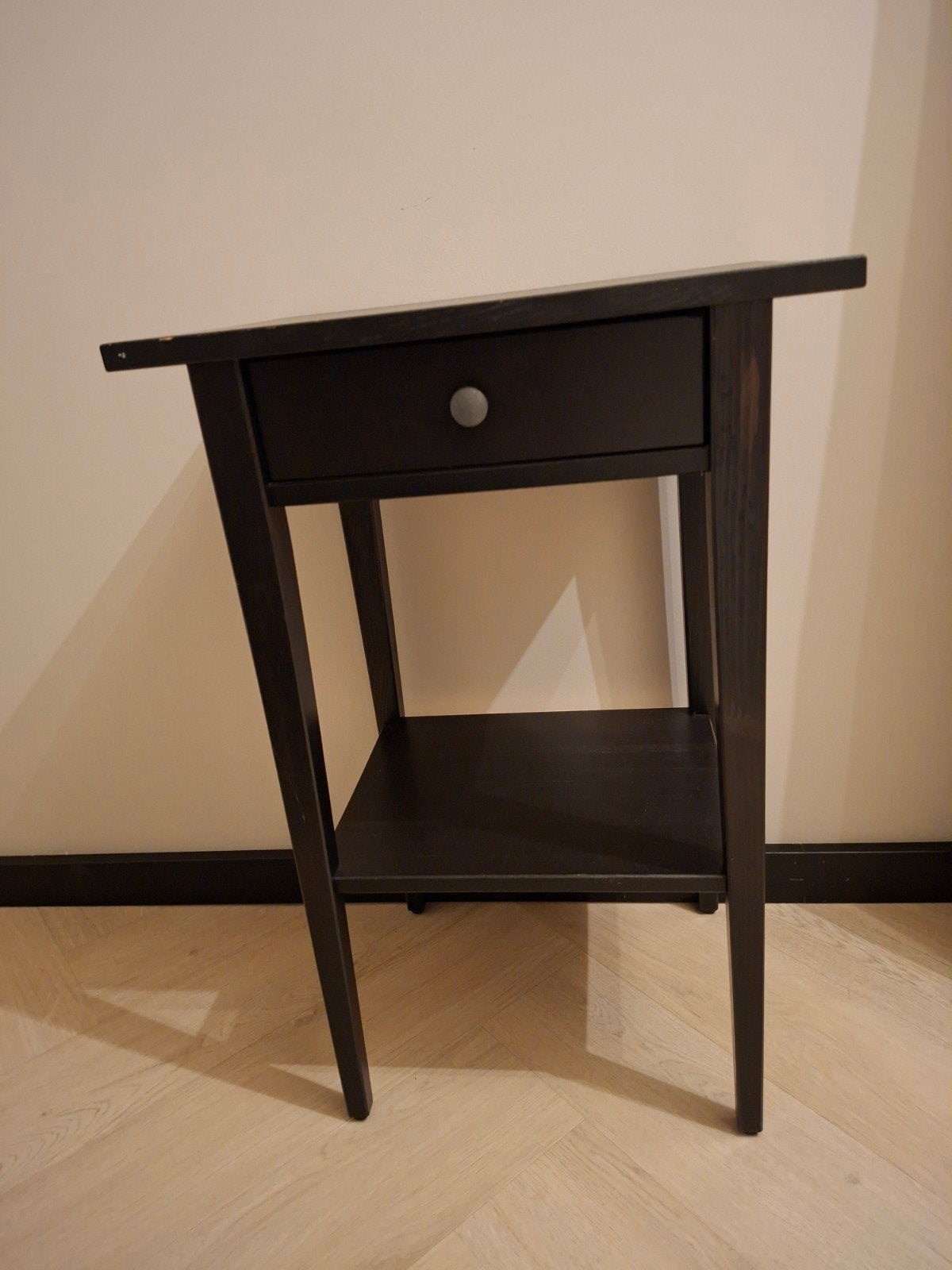 2x IKEA Nachtkastjes - zwart met Lade en Plank, Ophalen, Gebruikt, 55 tot 70 cm, 45 tot 65 cm