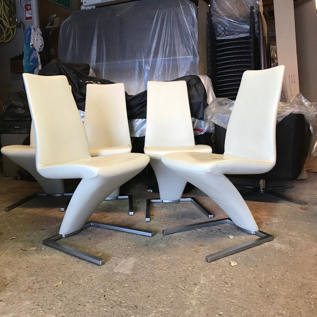 5 Rolf Benz 7800 design stoel modern leer wit, Ophalen, Wit, Leer, Zo goed als nieuw