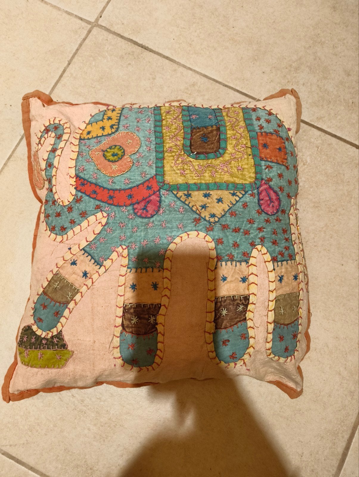 Uniek handgemaakt sierkussen met kleurrijke print, Overige merken, Gebruikt, Meerkleurig, Vierkant