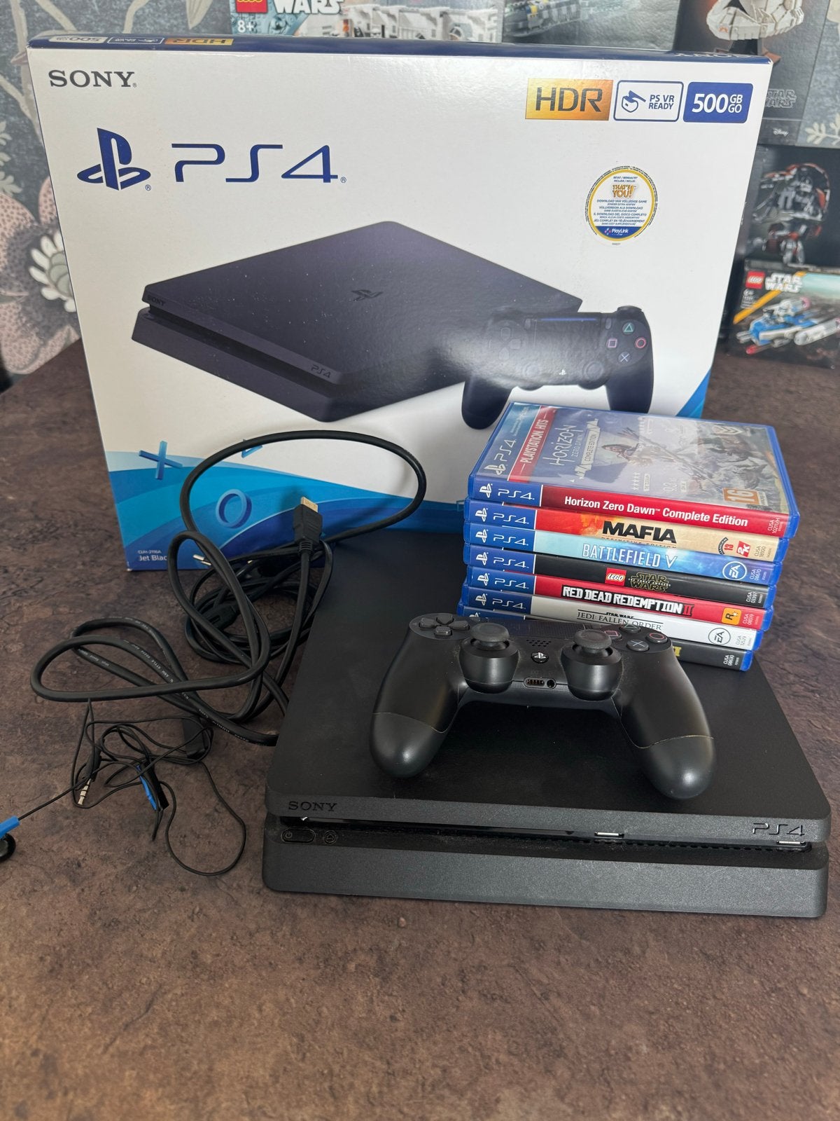 Sony PlayStation 4 Slim 500GB met controller en 7 games, Ophalen of Verzenden, Zo goed als nieuw, Met 1 controller, Slim