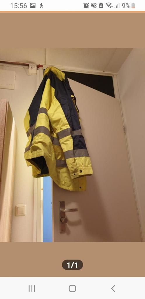 Dames werkjas geel/blauw met reflecterende strepen, Ophalen, Onbekend, Maat 48/50 (M), Geel