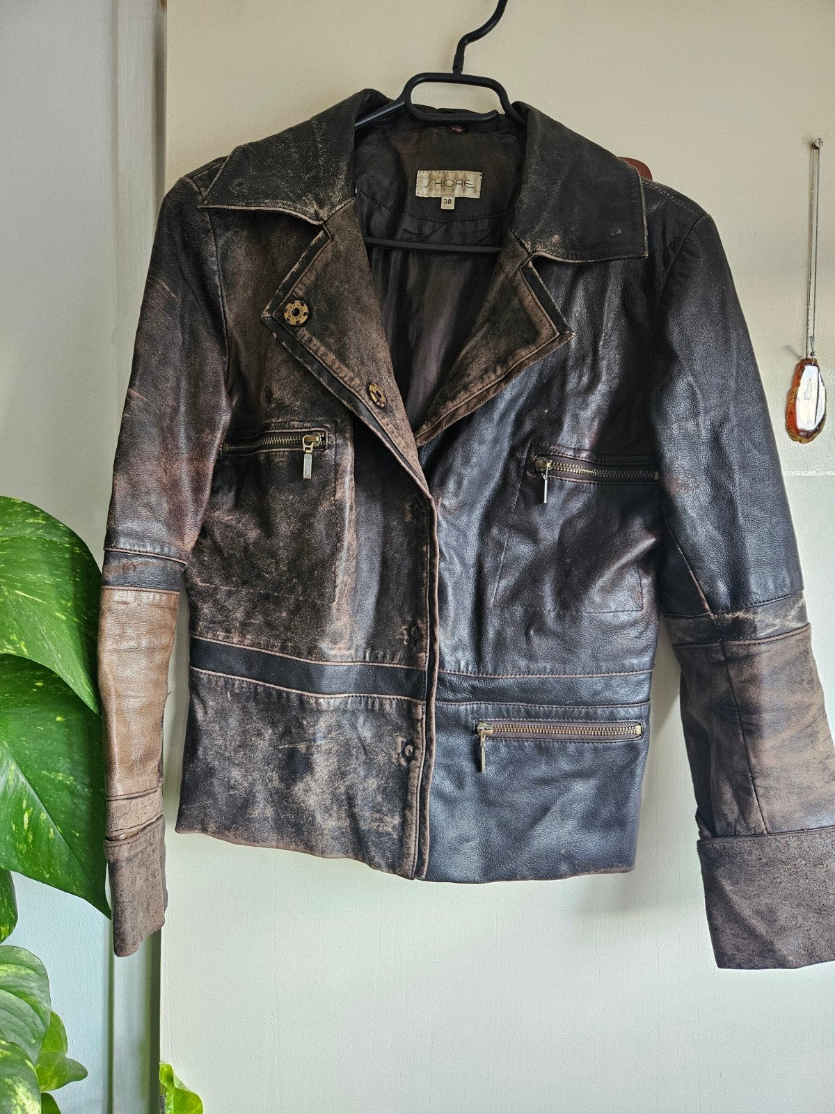 leren jasje, Ophalen of Verzenden, Gedragen, Maat 38/40 (M), Bruin