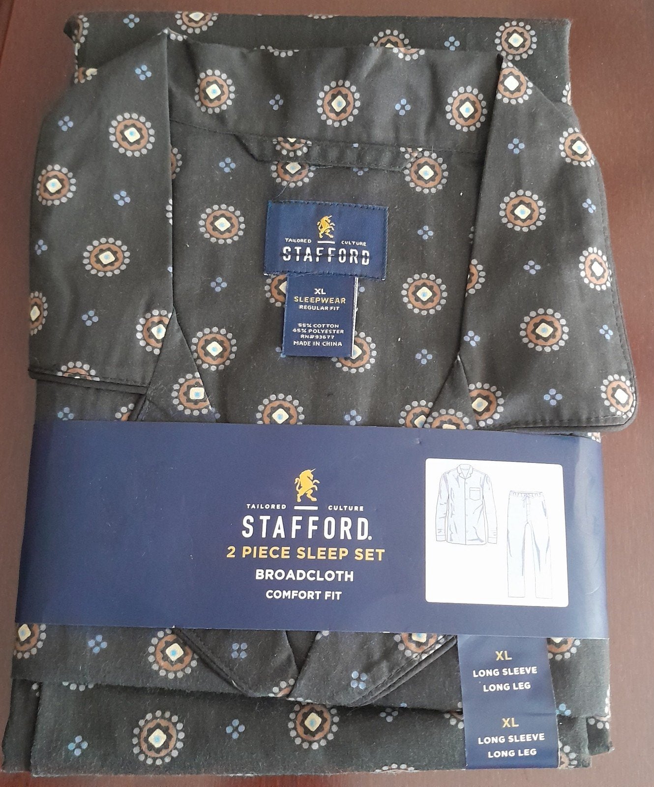Nieuwe Stafford Heren Pyjama - XL - Zwart/Patroon, Ophalen of Verzenden, Nieuw, Maat 56/58 (XL), Stafford