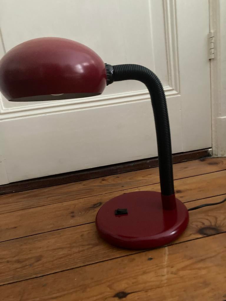 Vintage wijnrode tafellamp, Ophalen, Gebruikt, Vintage, Minder dan 50 cm