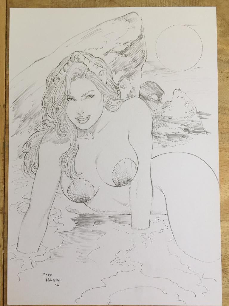 Marc Hollanda original pencil drawing Mermaid tekening, Verzenden, Eén stripboek, Marc Hollanda, Zo goed als nieuw