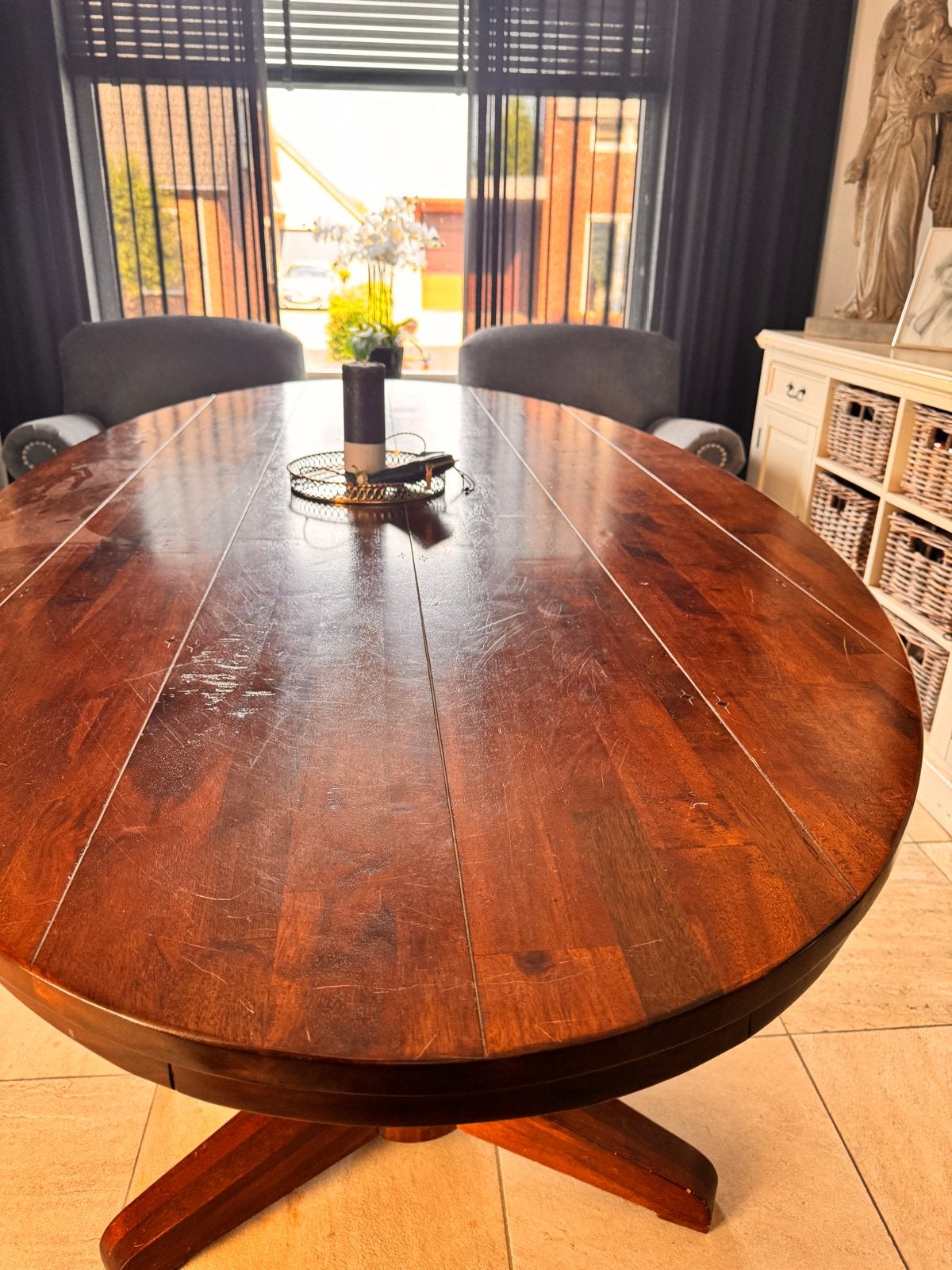 Ovale kersenhouten eettafel 240x120x77 cm, Gebruikt, 100 tot 150 cm, 200 cm of meer, Ophalen of Verzenden