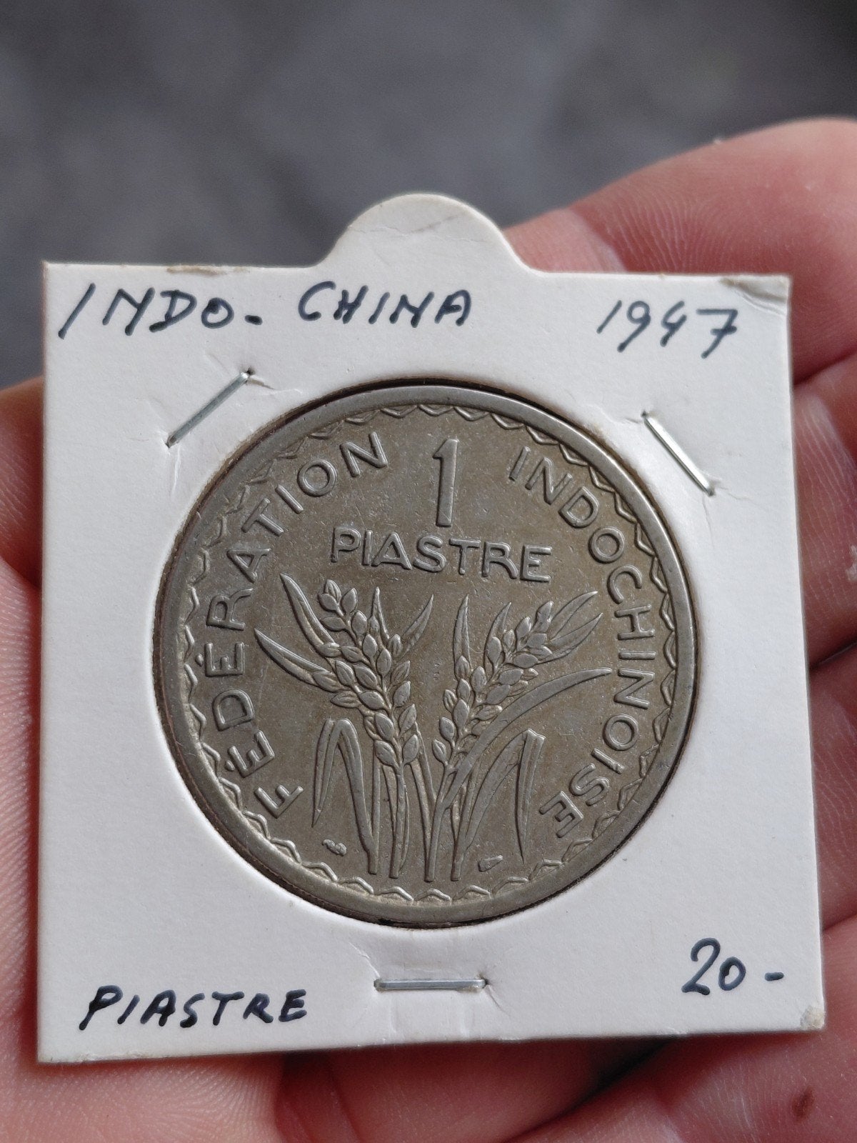Indochina 1 Piastre 1947 - Zeldzame Munt, Ophalen of Verzenden