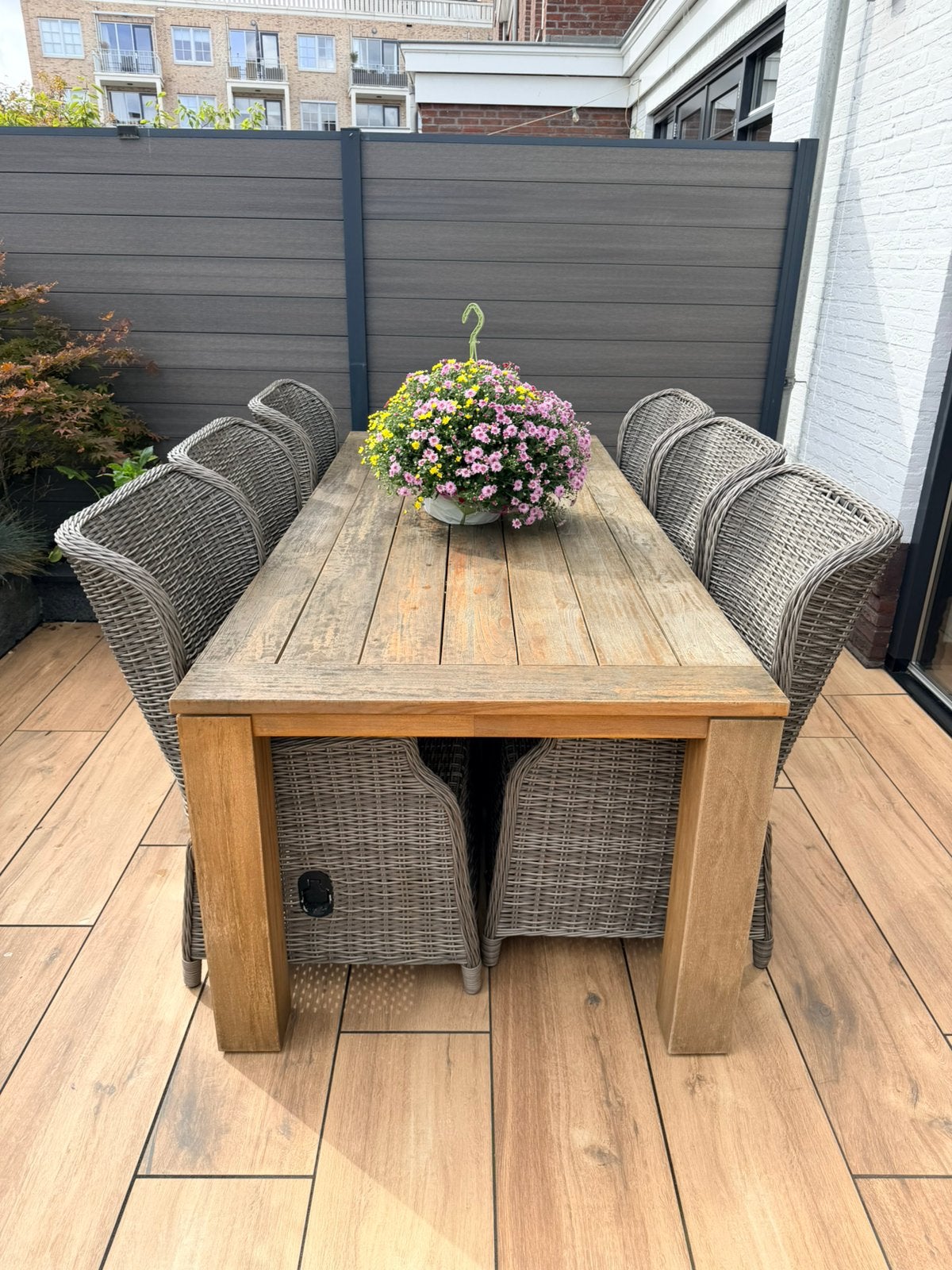 Teak houten tuin tafel, Tuin en Terras, Tuintafels, Ophalen, Gebruikt, Rechthoekig, Teakhout