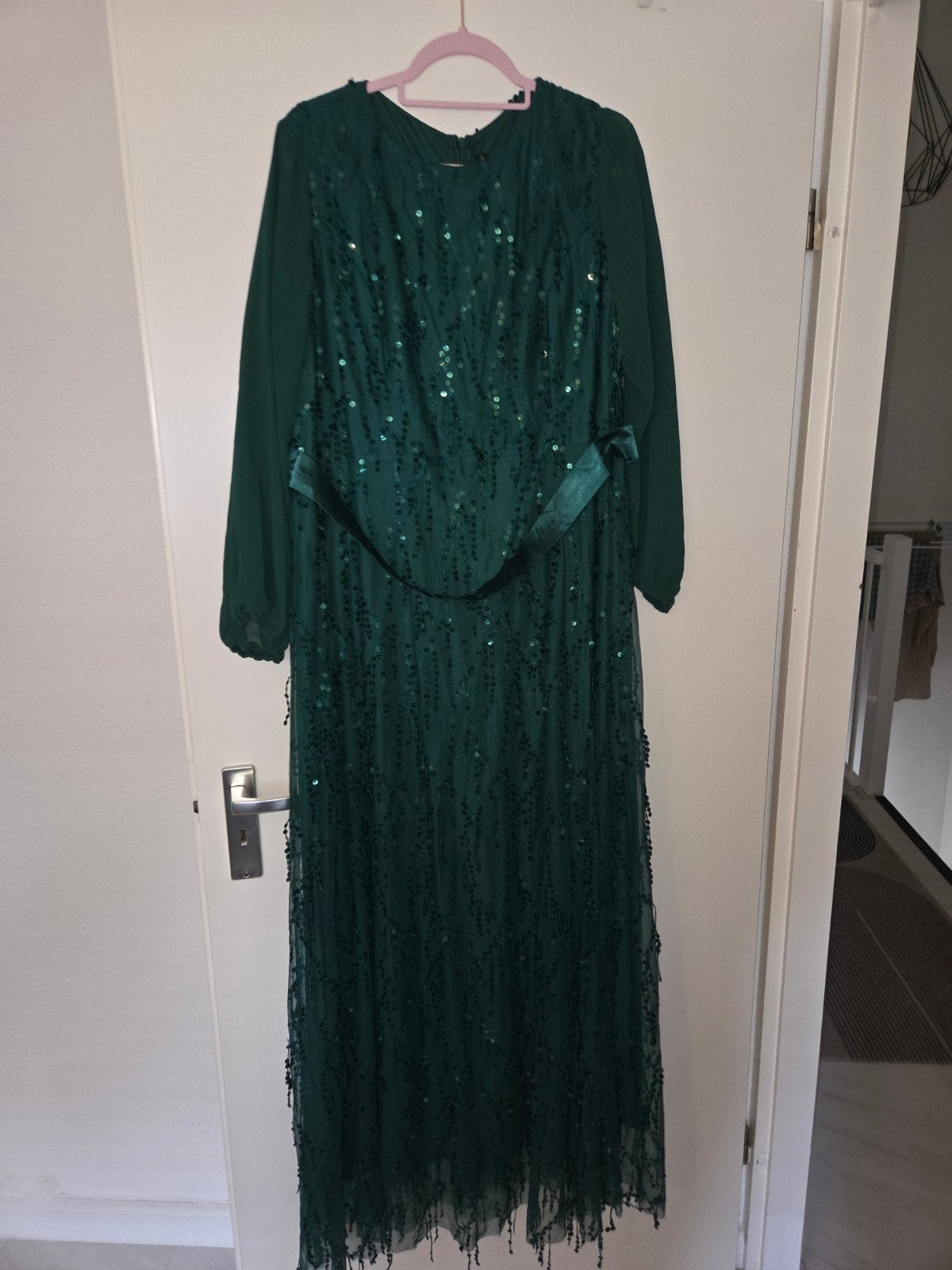 abiye jurk groen maat 52, Galajurk, Maat 46/48 (XL) of groter, Ophalen of Verzenden, Zo goed als nieuw