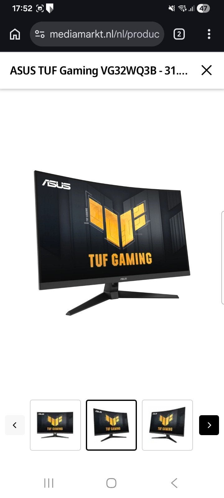 ASUS TUF Gaming VG32WQ3B - 31.5 inch Gaming Monitor, Computers en Software, Gaming, Curved, ASUS, VA