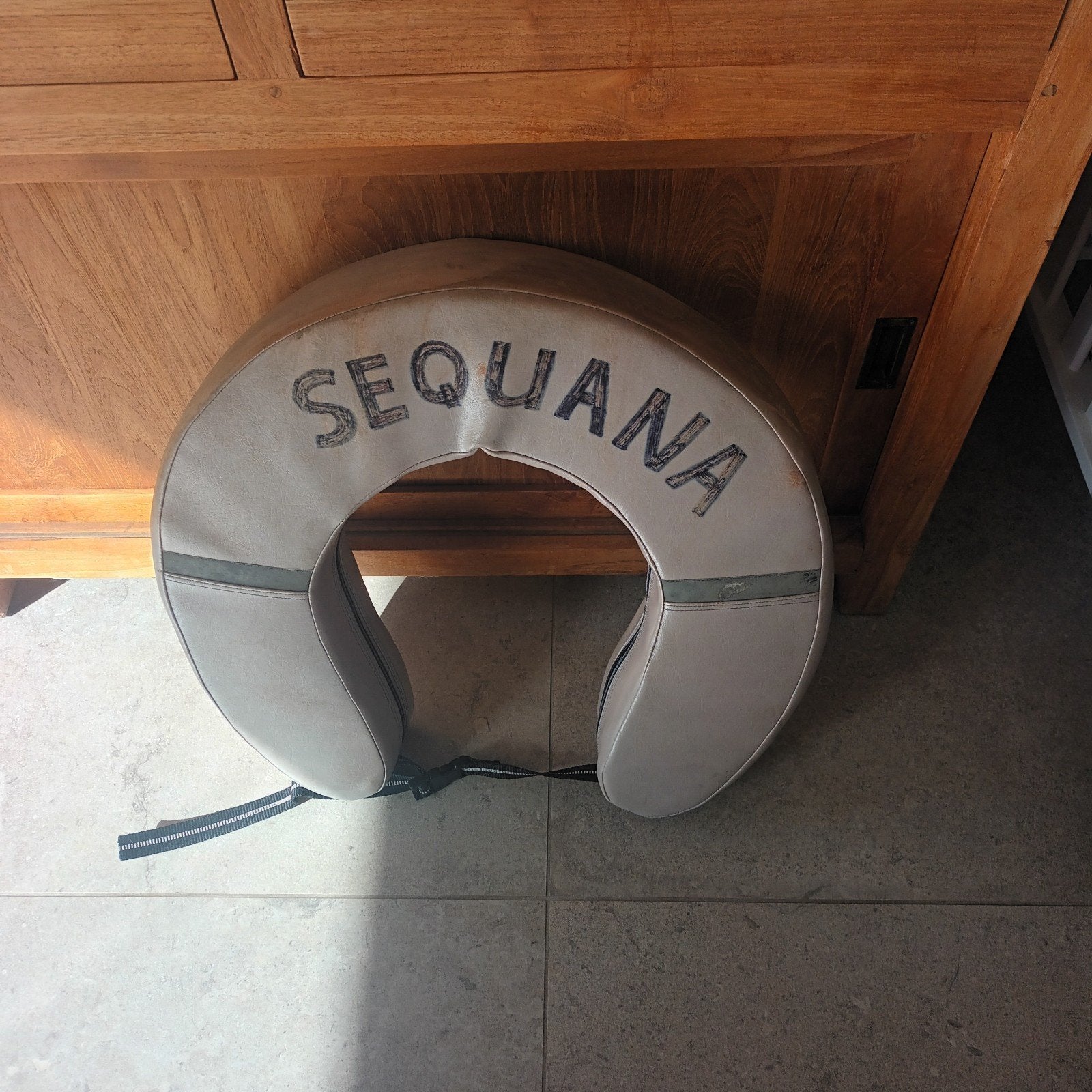 Vintage reddingsboei 'SEQUANA' - Decoratief item, Ophalen of Verzenden, Gebruikt