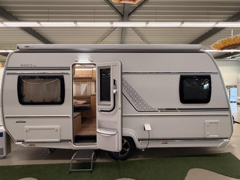 Fendt Bianco 445 SFB +mover+luifel+fietsendrag, Caravans en Kamperen, Rondzit, Overige typen, Schokbreker, Bedrijf