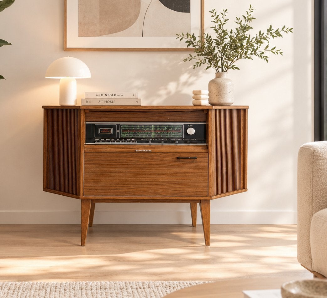 🤎 Vintage platenspelerkast retro dressoir kast jaren ‘60, Ophalen, Gebruikt, 100 tot 150 cm, 25 tot 50 cm