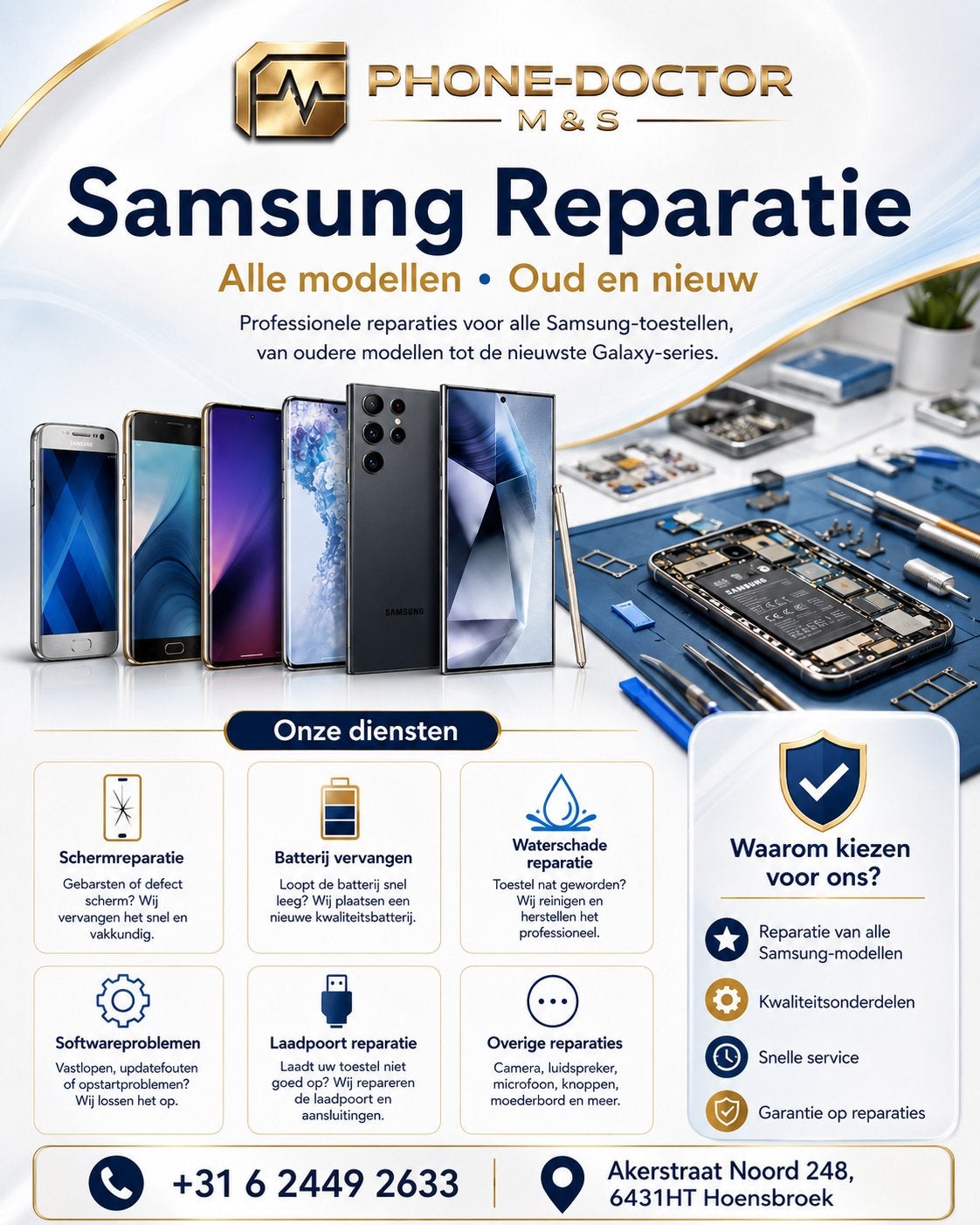 Samsung Reparatie, Boeken, Informatica en Computer, Zo goed als nieuw, Internet of Webdesign, Ophalen of Verzenden