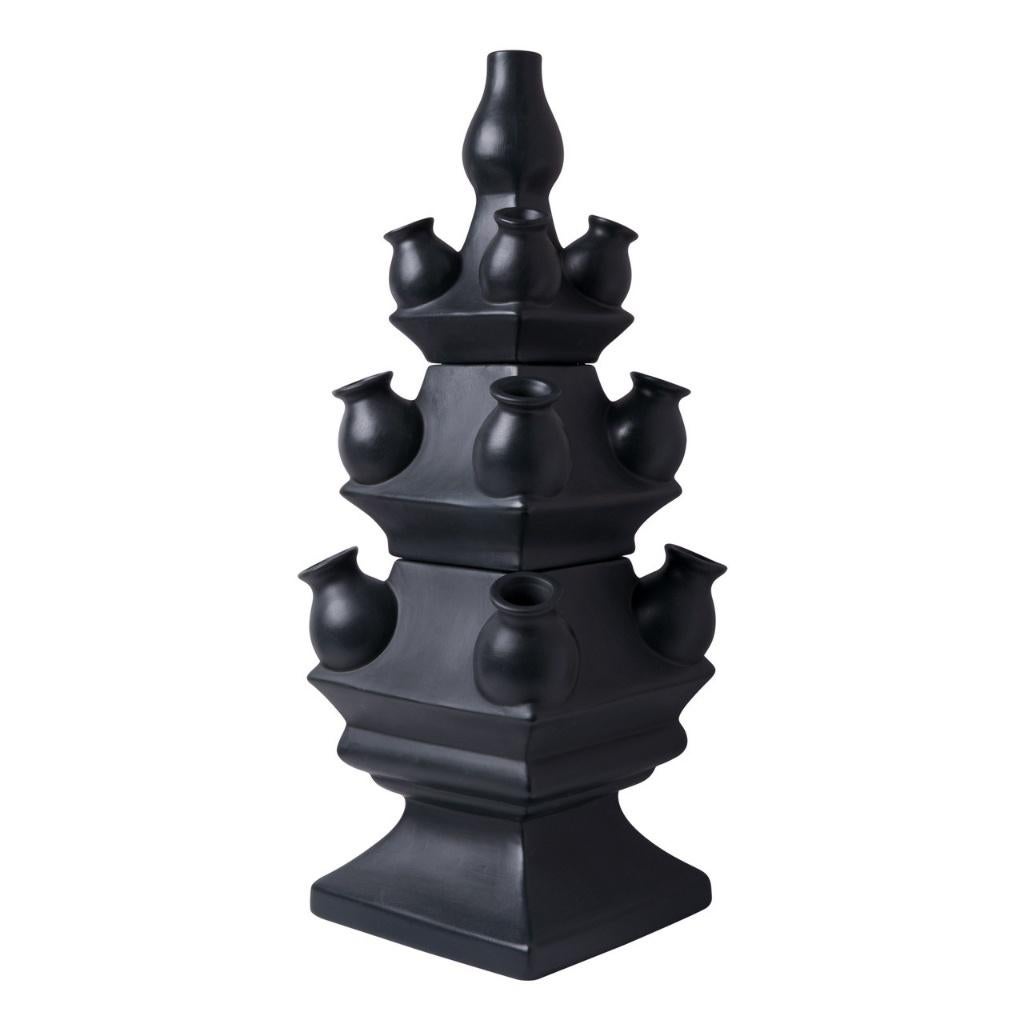 Heinen Tulpenvaas XL 3-delig - Zwart - Keramiek - 50cm NIEUW, Ophalen, Nieuw, Zwart, Overige materialen