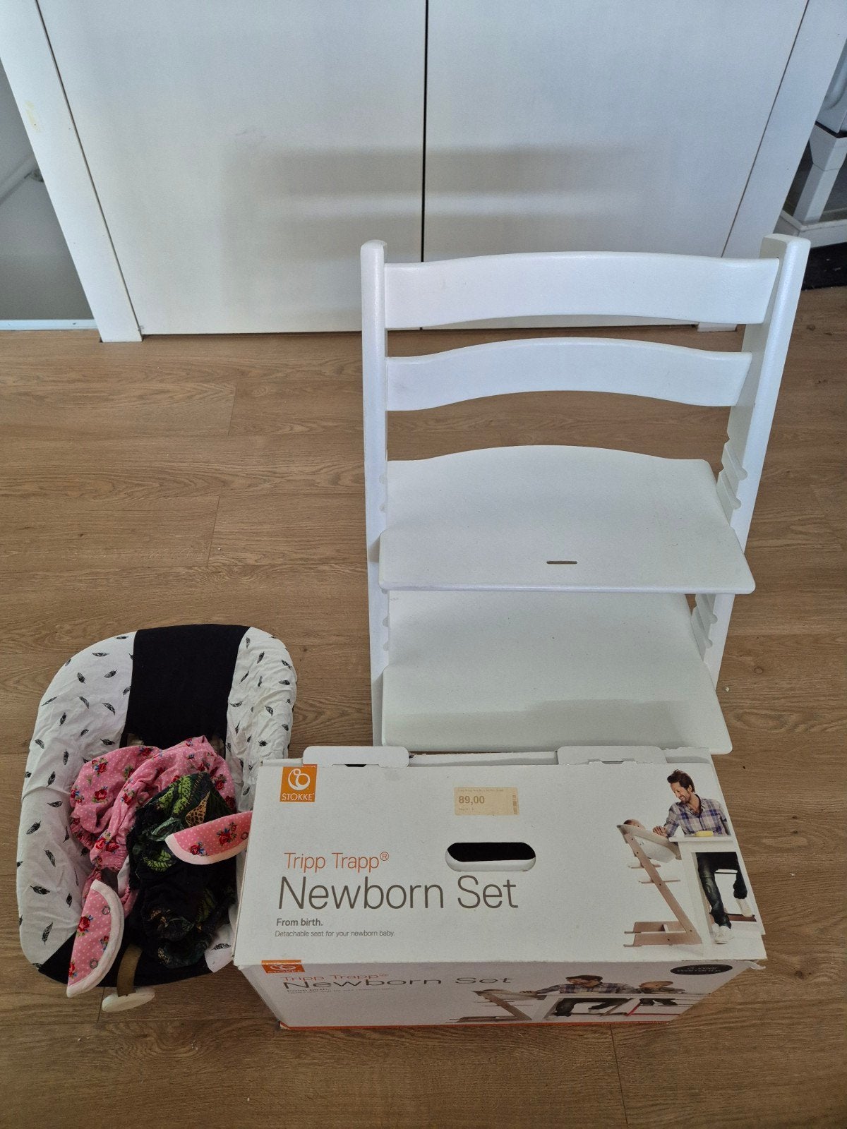 zeer nette Stokke Tripp Trapp stoel met New born set, Ophalen, Gebruikt, Meegroeistoel, Gordel(s)