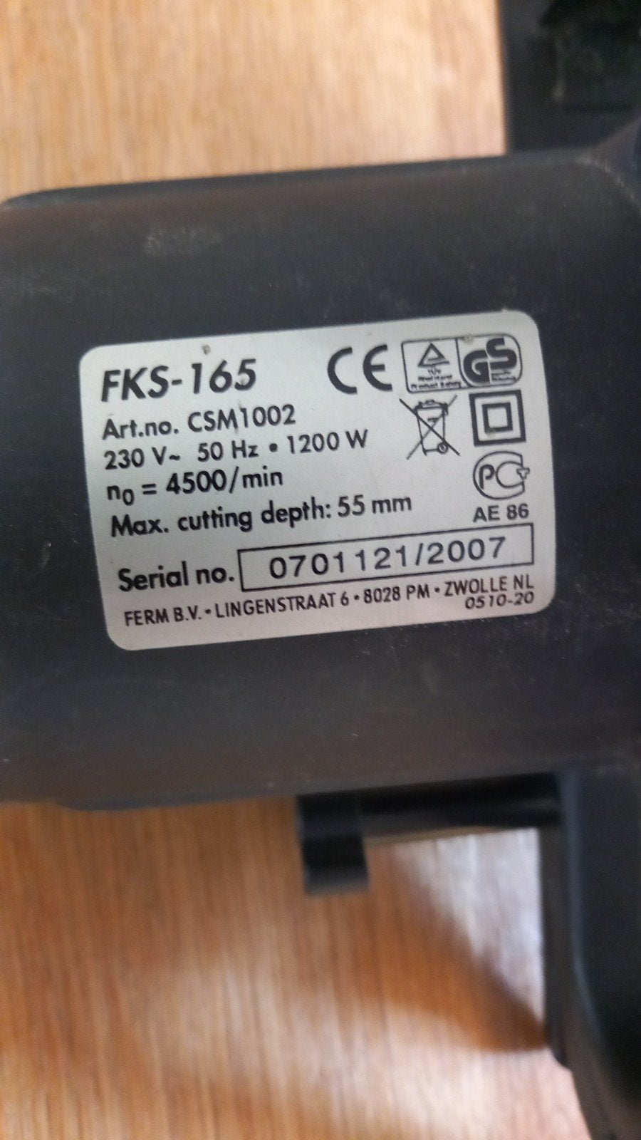 Ferm FKS 165 Cirkelzaag Elektrisch - 1200W, 55mm zaagdiepte, Doe-het-zelf en Verbouw, Gereedschap | Zaagmachines, Gebruikt, Cirkelzaag