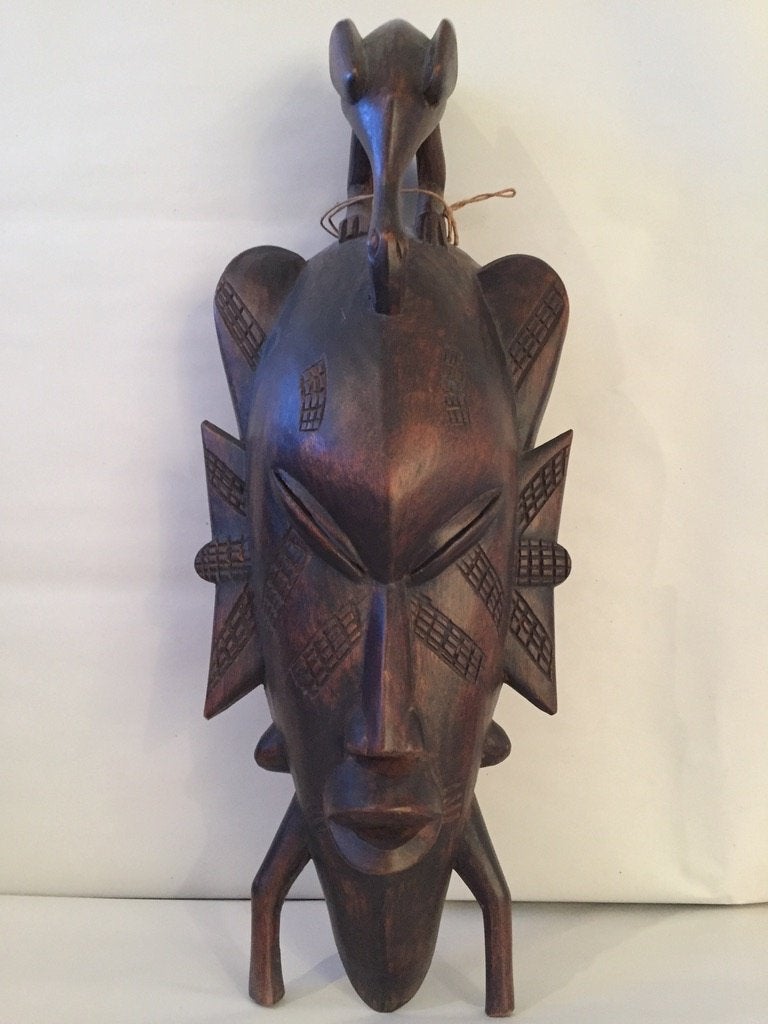 Groot Handgesneden Senufo Masker (50 cm) | Ivoorkust, Ophalen, Houtsnijwerk, 50 - 100 cm, Handgemaakt
