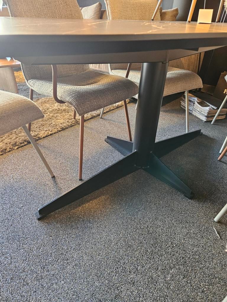 Eetkamer tafel HPL blad metalen onderstel stomp ovaal, Ophalen of Verzenden, Nieuw, Ovaal, 200 cm of meer