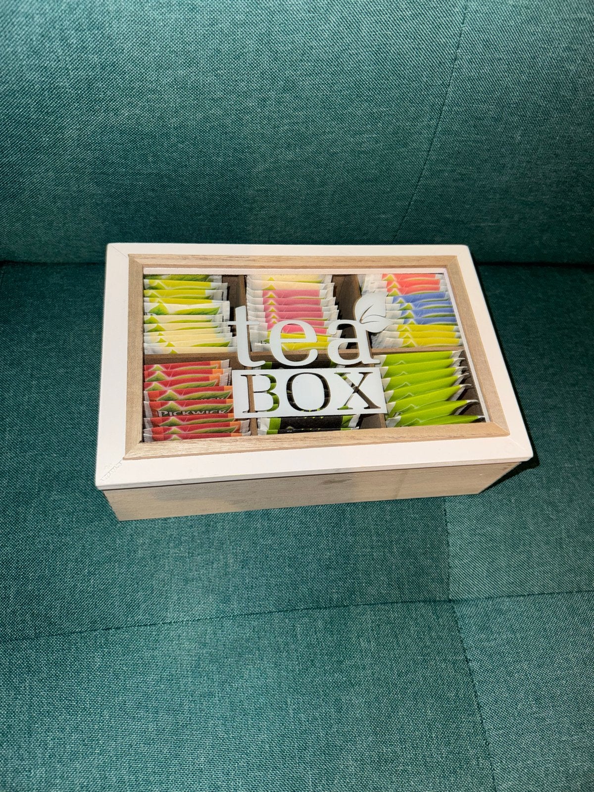 Houten theedoos met 6 vakken - Tea Box, Ophalen of Verzenden, Nieuw, Beige, Hout