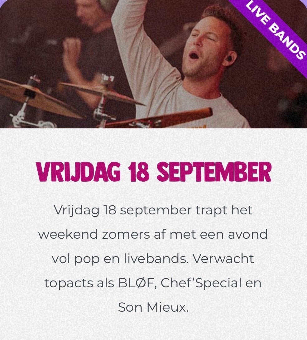 2 kaartjes IJM Live vrijdag 18 september, Twee personen, September
