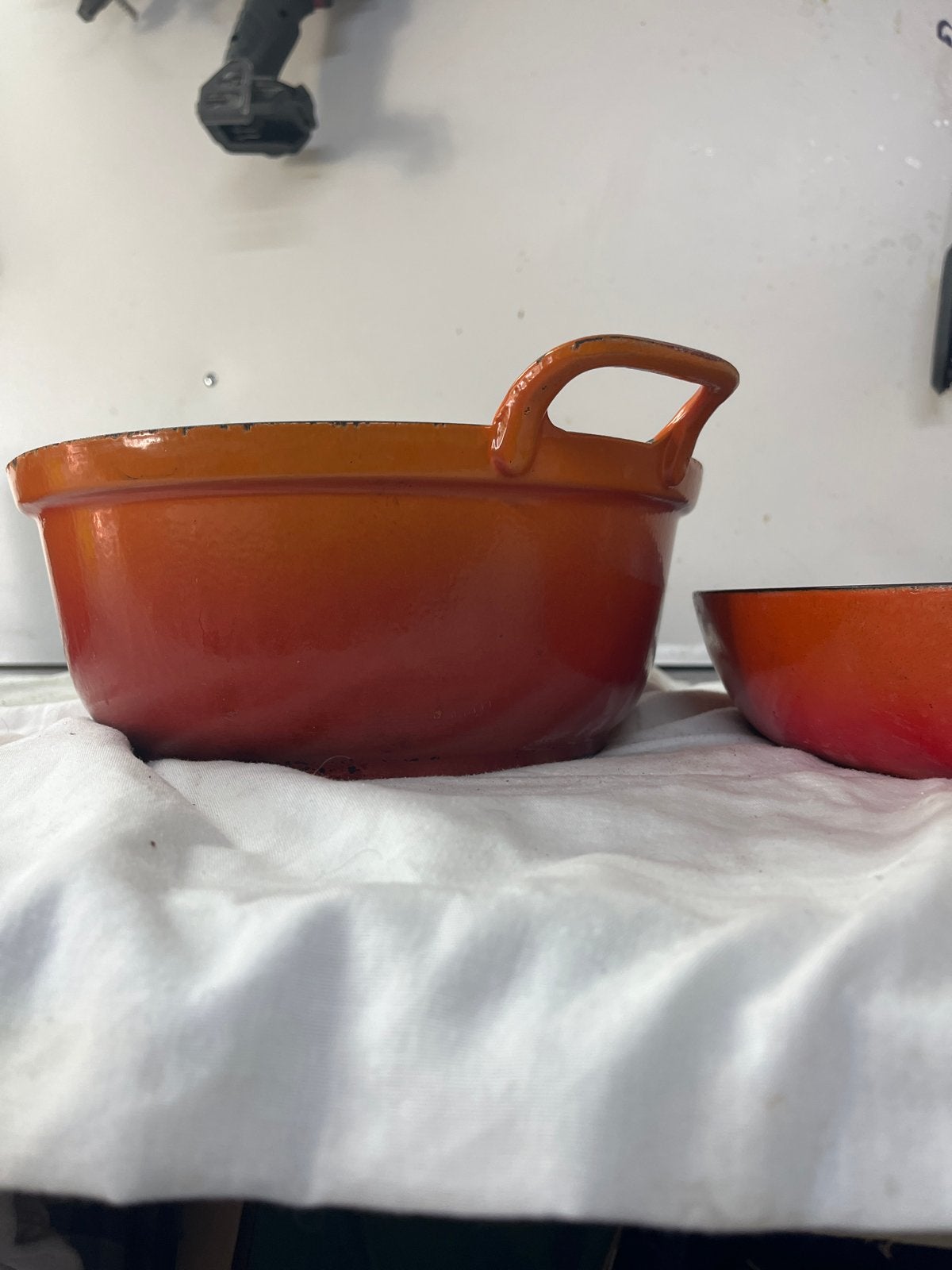 Vintage Gietijzeren Pan Oranje - grijs, Gebruikt, PFAS-vrij, Ophalen of Verzenden, Overige merken