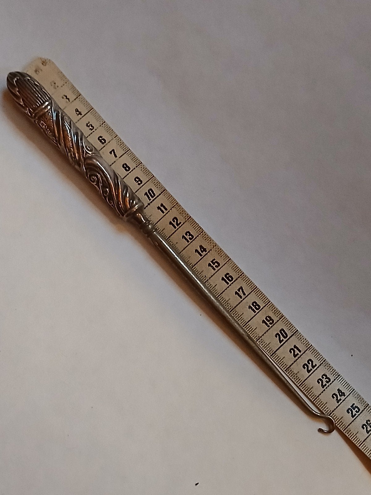 antiek zilver veterhaak corsethaak knopenhaak knoophaakje, Ophalen, Zilver