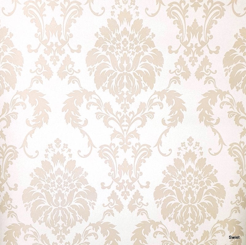 12868 Modern barok behang in wit en beige origineel swiet, Ophalen of Verzenden, Beige