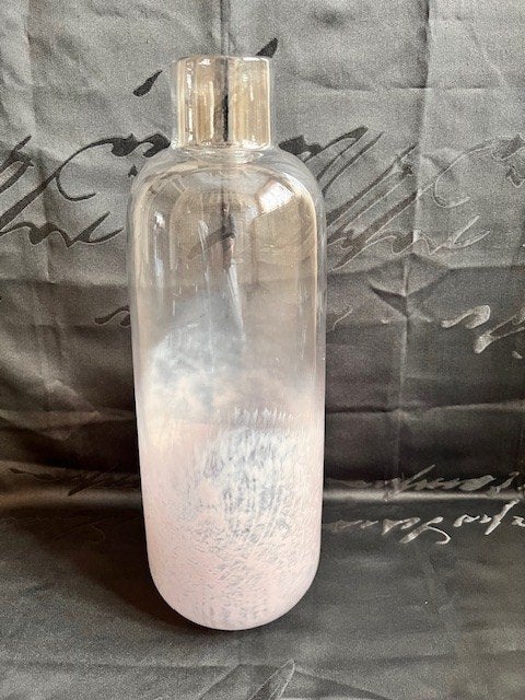 Vintage unieke luxe Rookglas vaas, Gebruikt, Wit, 45 cm, Ophalen of Verzenden