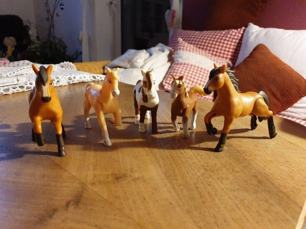 5 MacDonalds paardjes, dierfiguren, Ophalen of Verzenden, Gebruikt, Paard, Beeldje of Figuurtje