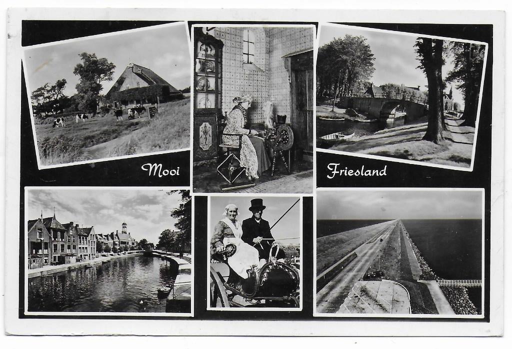 Friesland gelopen Ansichtkaart uit 1958 ( B6705), Verzamelen, Ansichtkaarten | Nederland, Ophalen of Verzenden, 1940 tot 1960