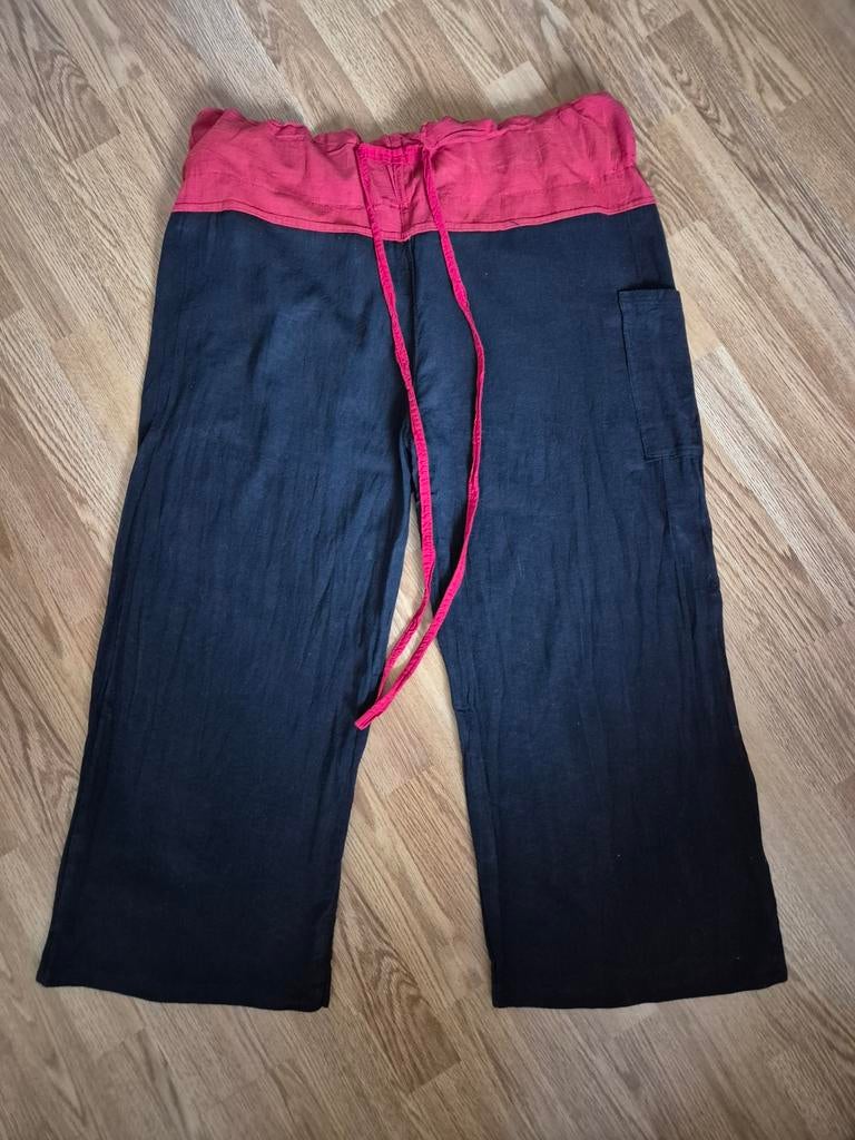 Zwart met rode katoenen Thaise broek - one size fits all, Ophalen of Verzenden, Overige maten, Zwart