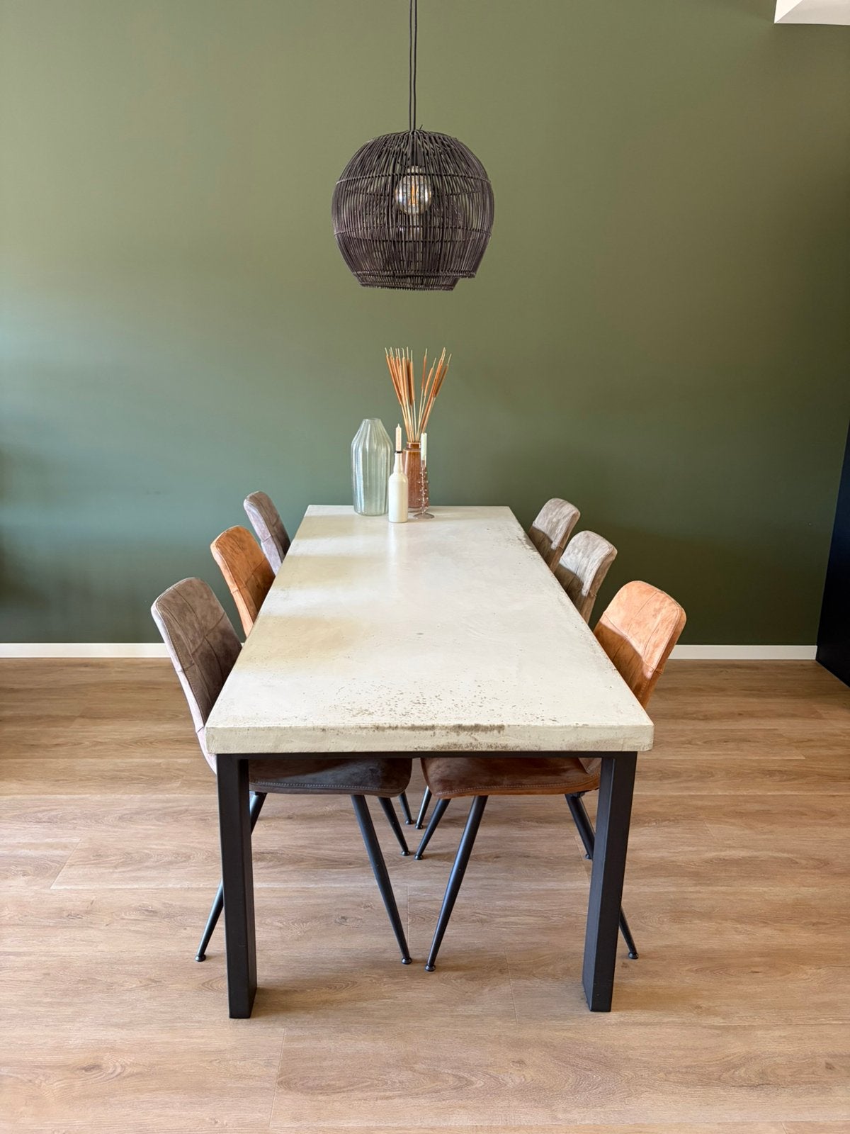Industriele betonlook eettafel 220x90 van merk Xooon, Huis en Inrichting, Tafels | Eettafels, Ophalen, 200 cm of meer, 50 tot 100 cm