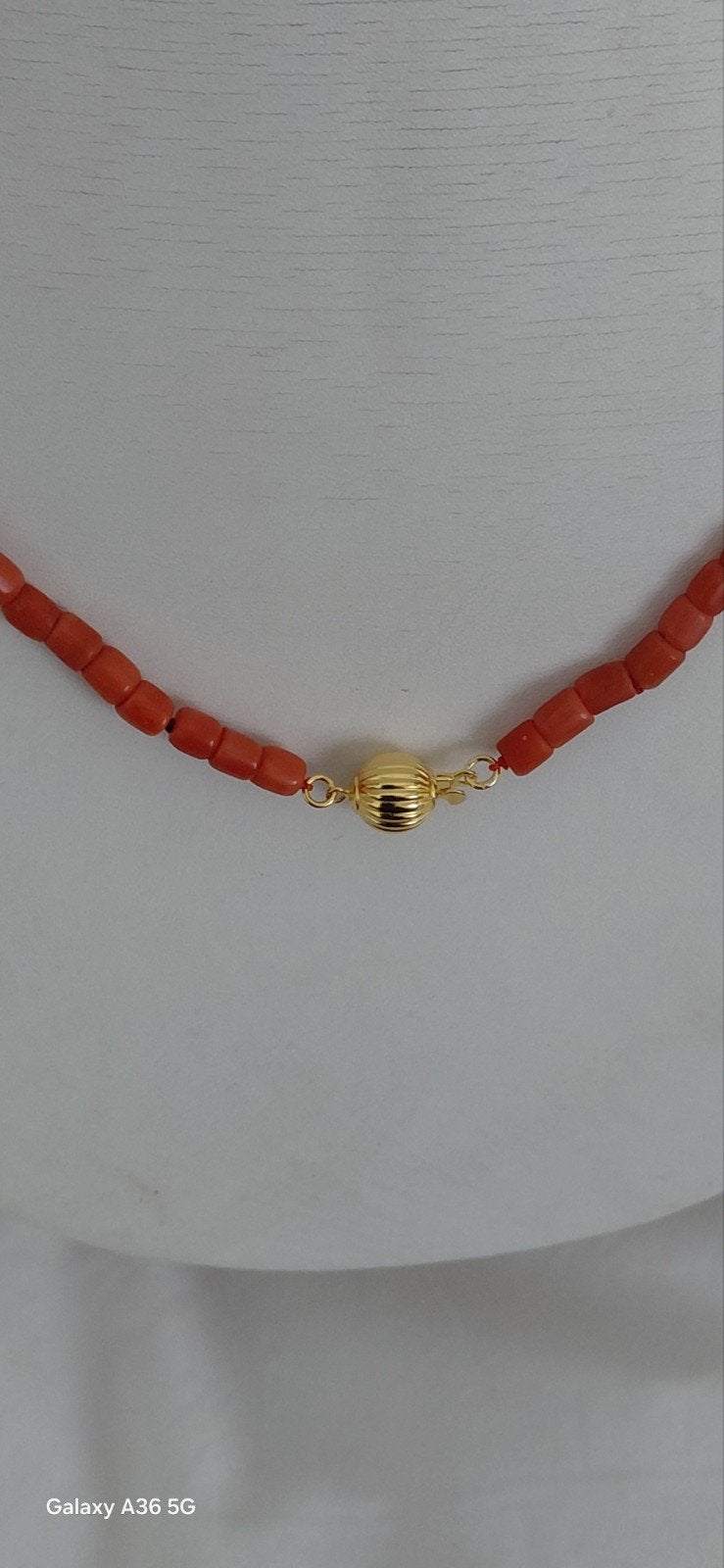 bloedkoraal ketting,43 cm,antiek, Sieraden, Tassen en Uiterlijk, Verzenden, Overige materialen, Ketting, Verguld
