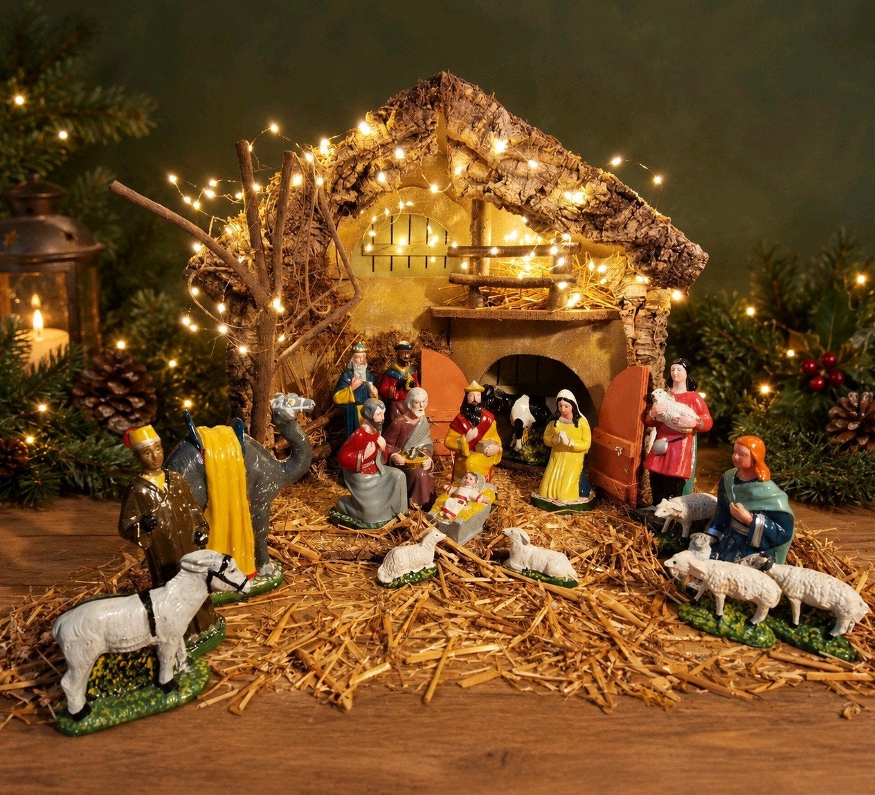 Kerststal met grote beelden, Diversen, Ophalen of Verzenden, Gebruikt