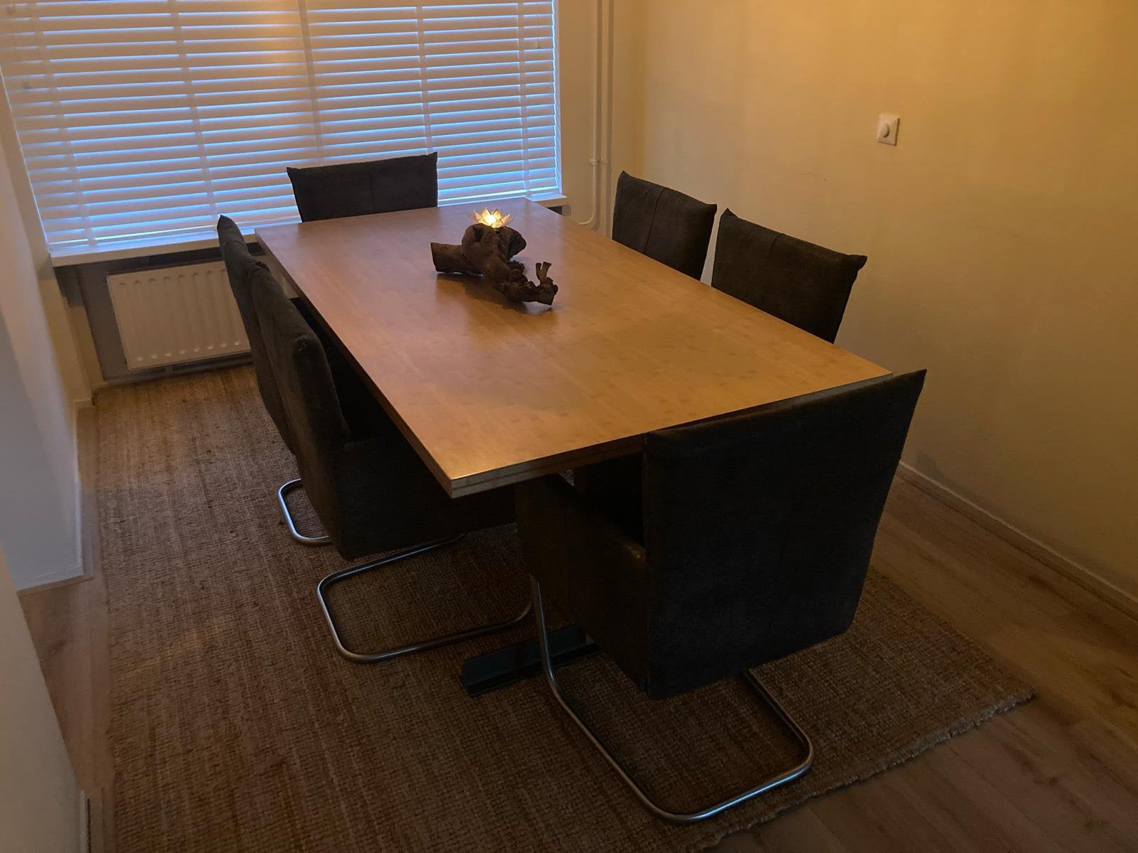 6 jess stoelen, Ophalen, Zwart, Leer, Zo goed als nieuw