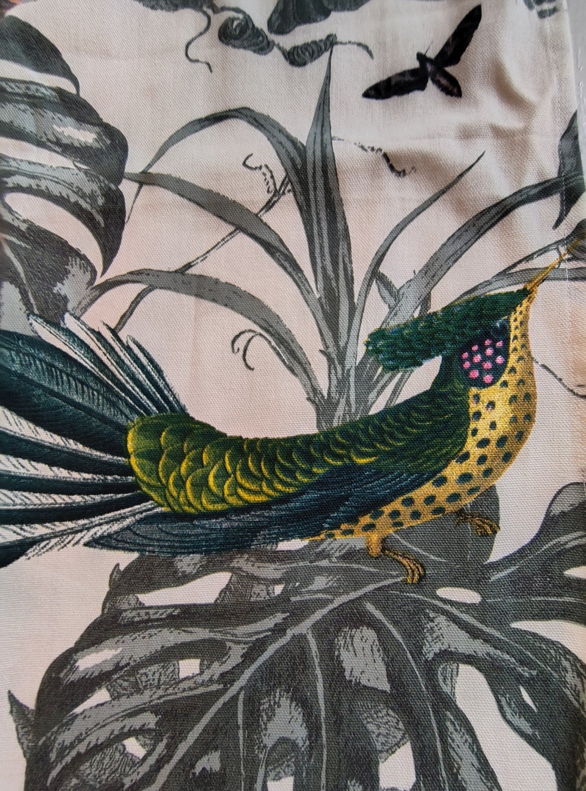H&M Home Gordijnen met Tropische Vogelprint, Huis en Inrichting, Ophalen, Overige merken, Blauw, Zo goed als nieuw