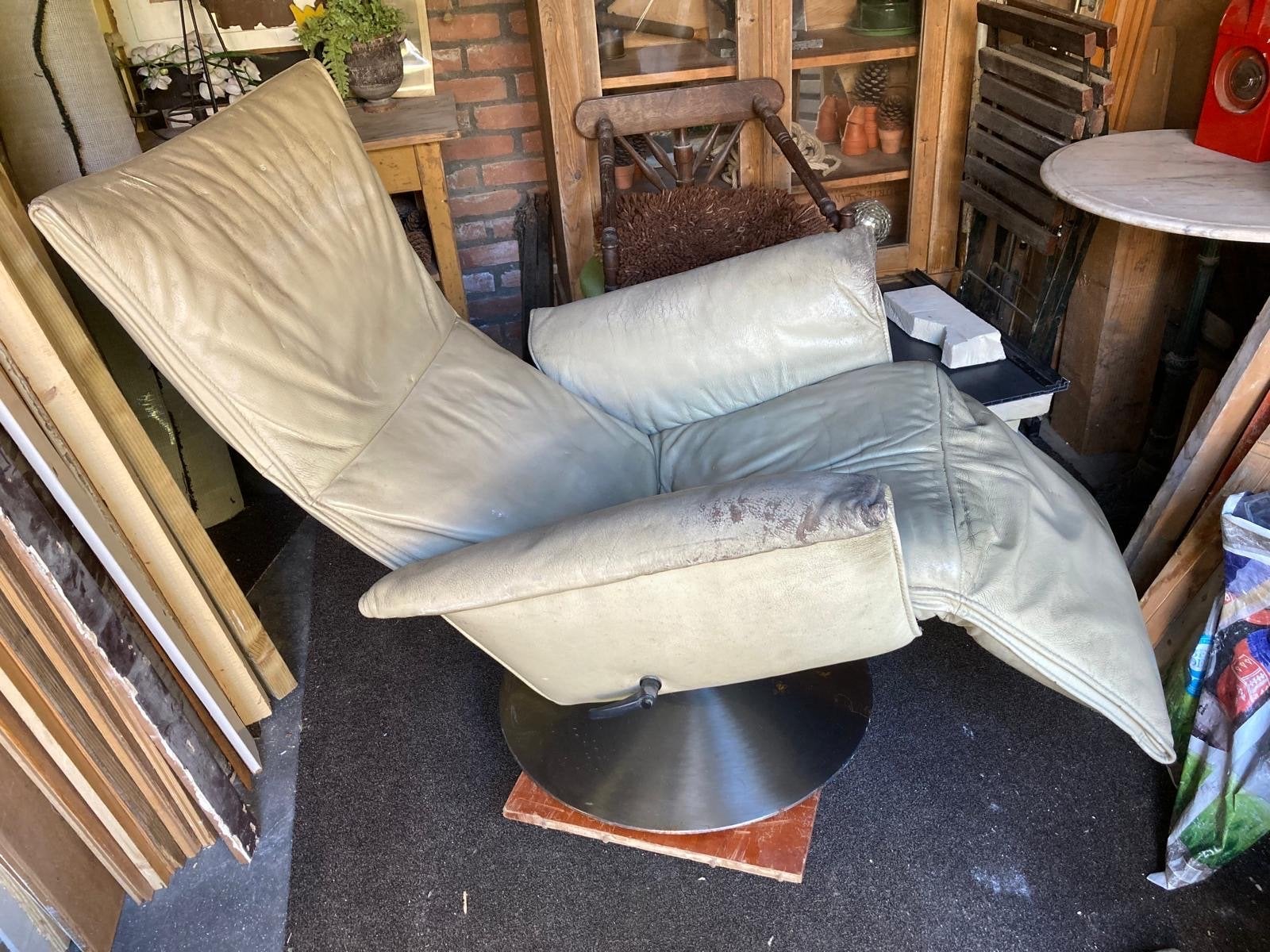 Jori leren fauteuil, handmatig verstelbaar - Opknapper, Huis en Inrichting, Fauteuils, Ophalen, Gebruikt, Leer, 75 tot 100 cm