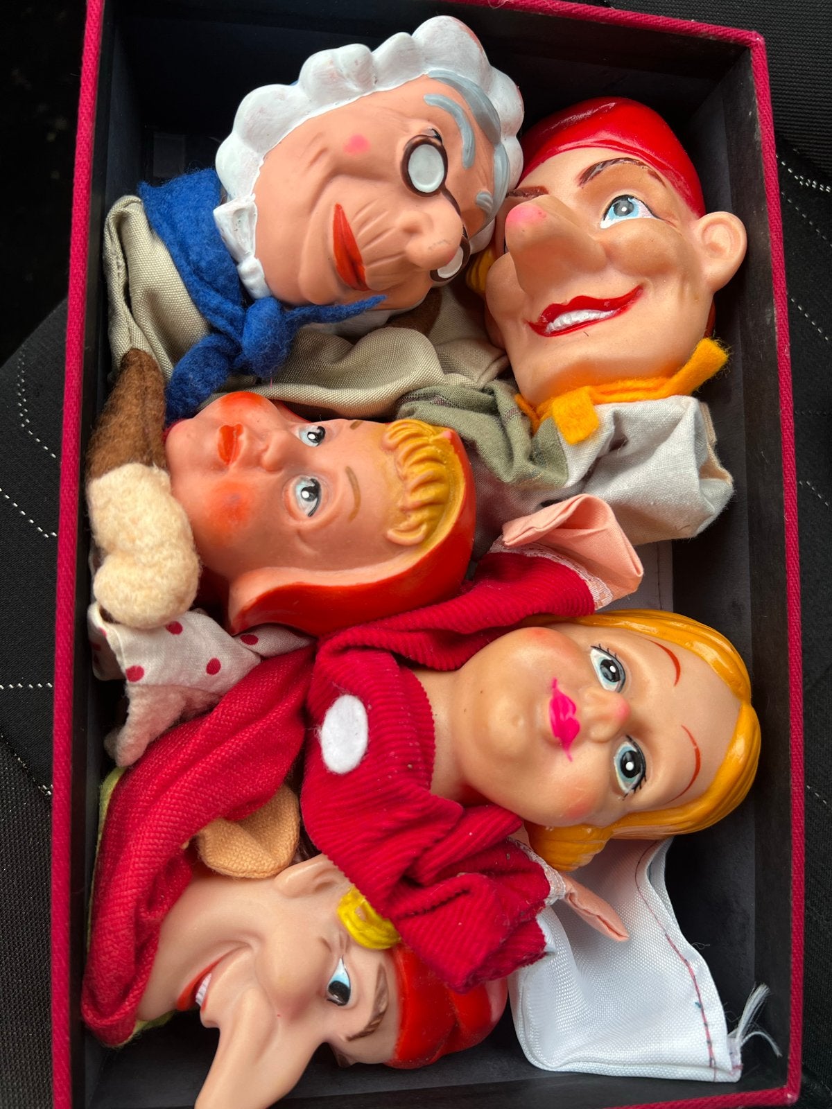 Set van 5 handpoppen - sprookjesfiguren vintage, Ophalen of Verzenden, Gebruikt, Overige typen