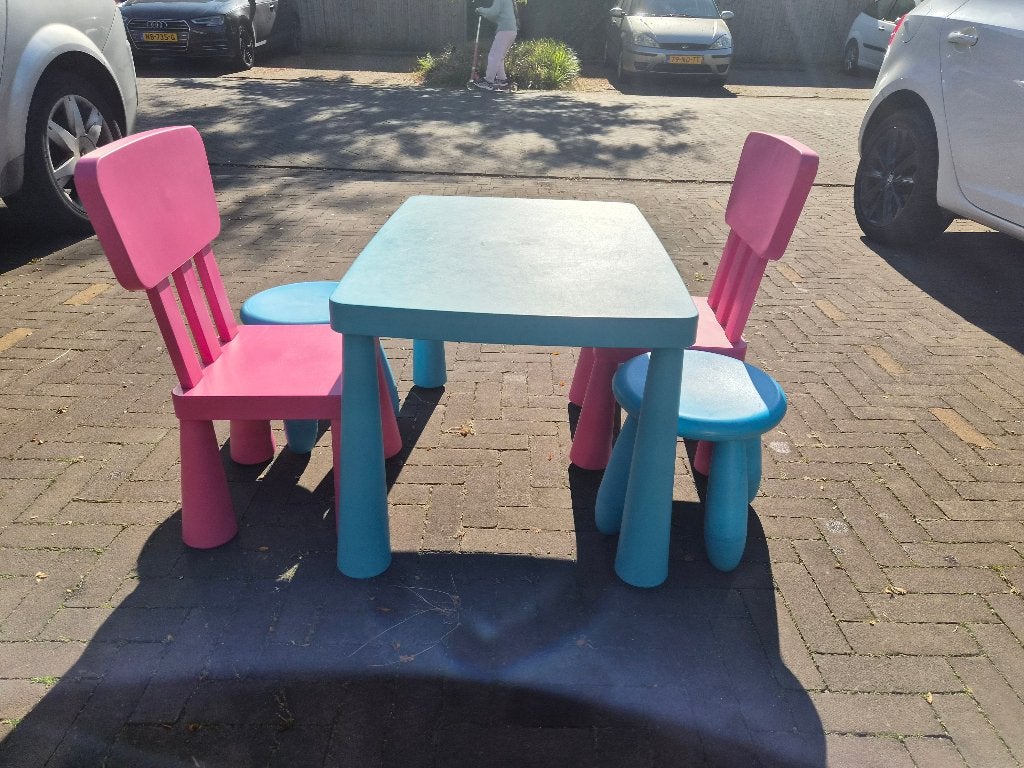 IKEA Mammut kinderset: tafel, 4x stoelen, Ophalen of Verzenden, Gebruikt, Overige typen