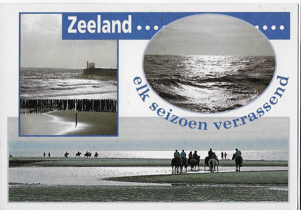 Q465 gelopen ansichtkaart zeeland elk seizoen verrassend, Ophalen of Verzenden, 1980 tot heden, Gelopen, Zeeland
