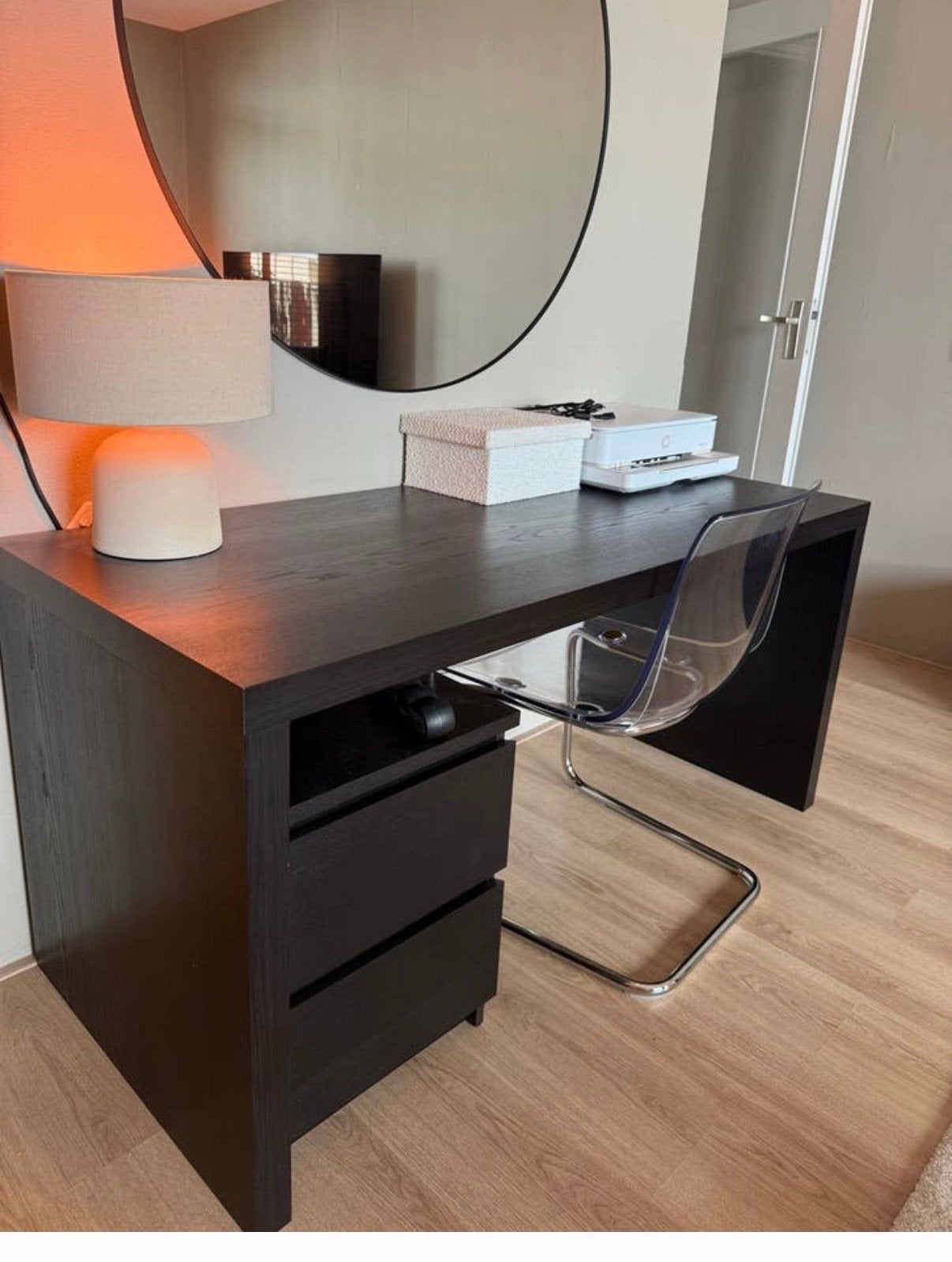 IKEA Malm bureau 150x65 cm - Donkerbruin, Ophalen, Zwart, Gebruikt, Met lades