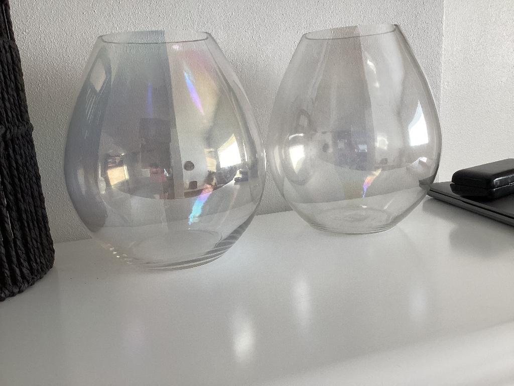 Unieke  parelmoer glazen vazen, Ophalen, Gebruikt, Overige kleuren, Glas