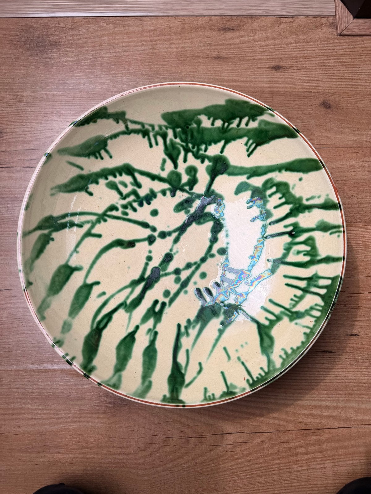 Decoratieve fruitschaal met uniek groen spetterpatroon, Ophalen