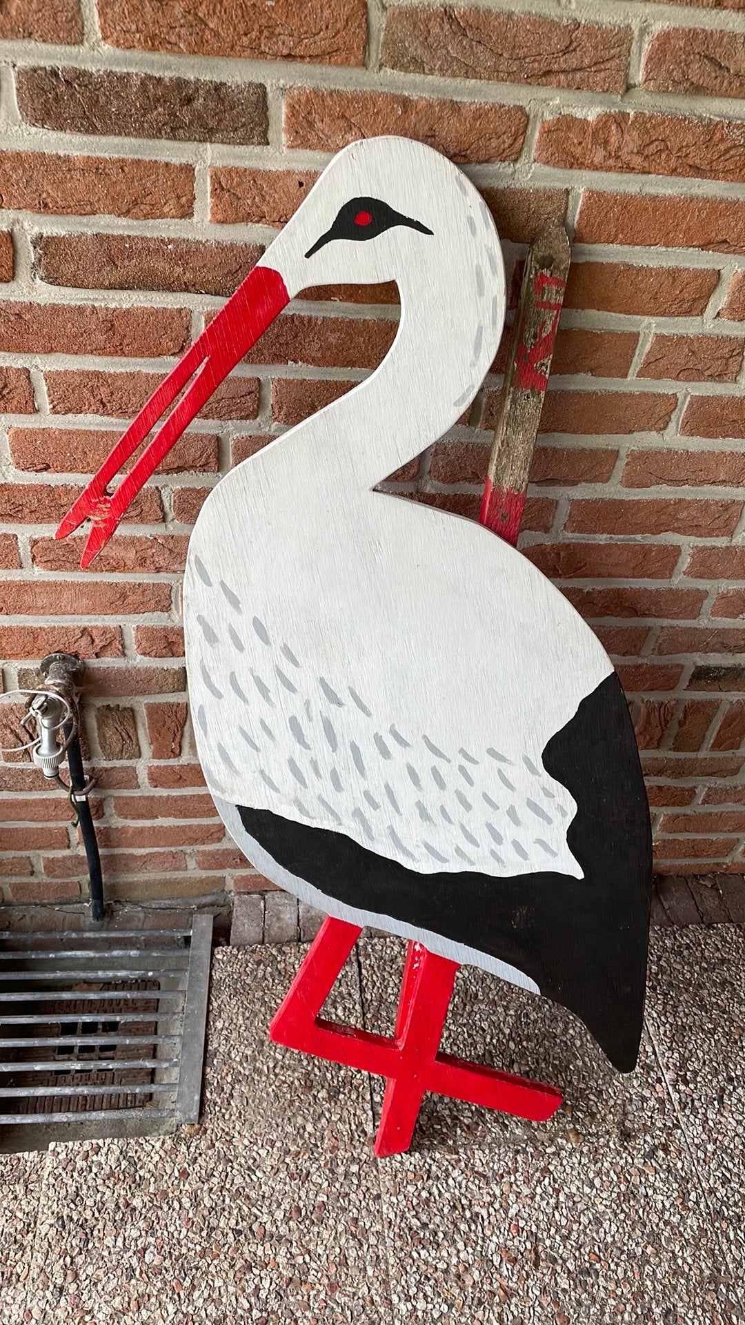 Geboortebord Ooievaar - Houten Decoratie, Kinderen en Baby's, Ophalen, Gebruikt, Geboortebord
