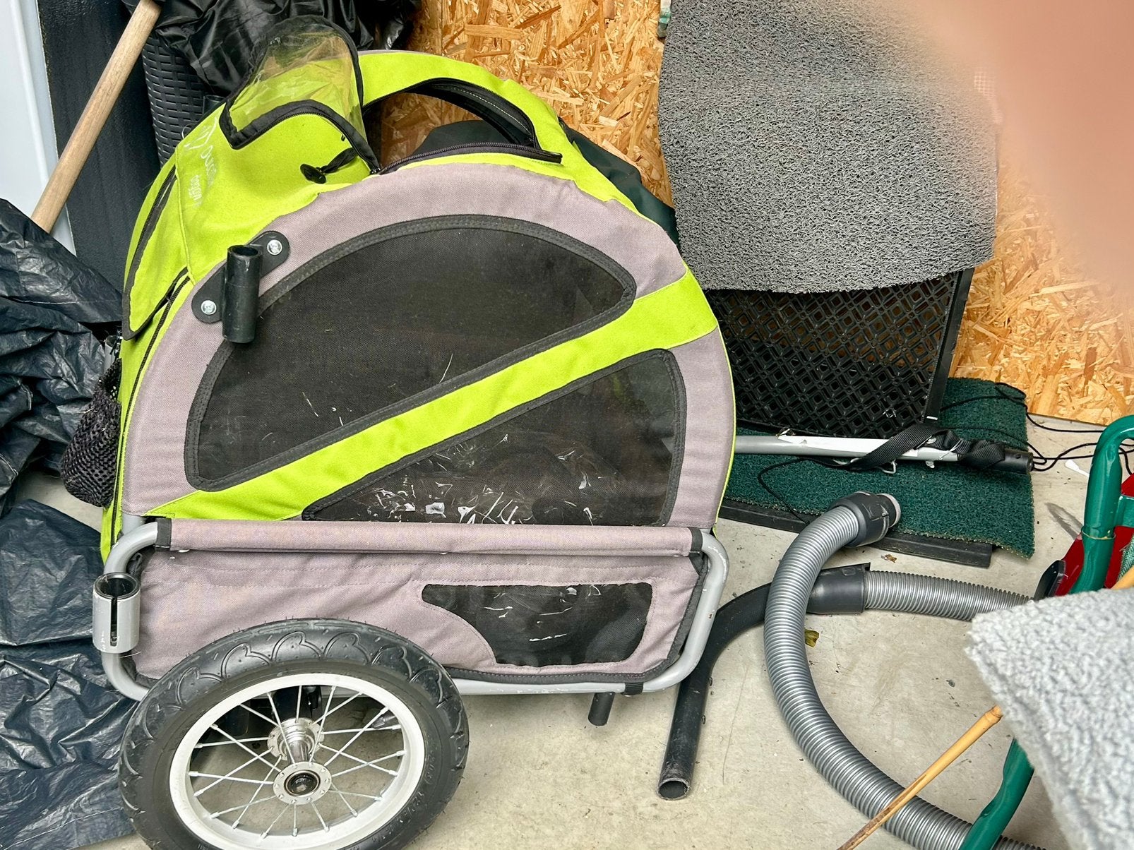 Doggy Ride hondenkar,groen/grijs met regenhoes, Ophalen, Gebruikt, Minder dan 20 kg, Opvouwbaar