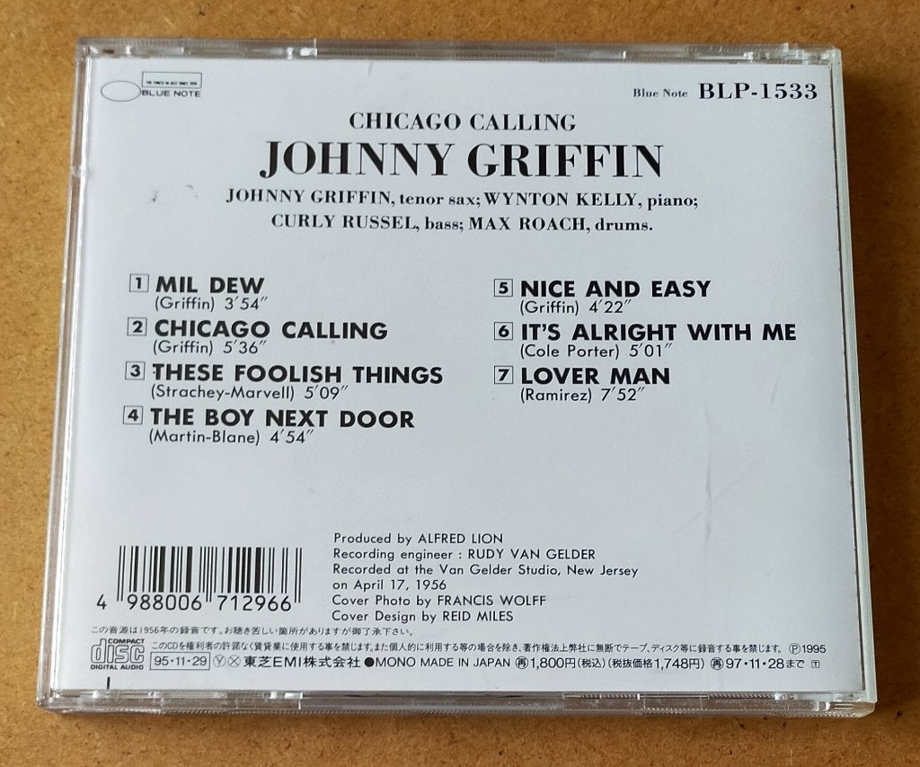 Johnny Griffin - Chicago Calling CD Japan Rudy van Gelder, Ophalen of Verzenden, Gebruikt, Jazz